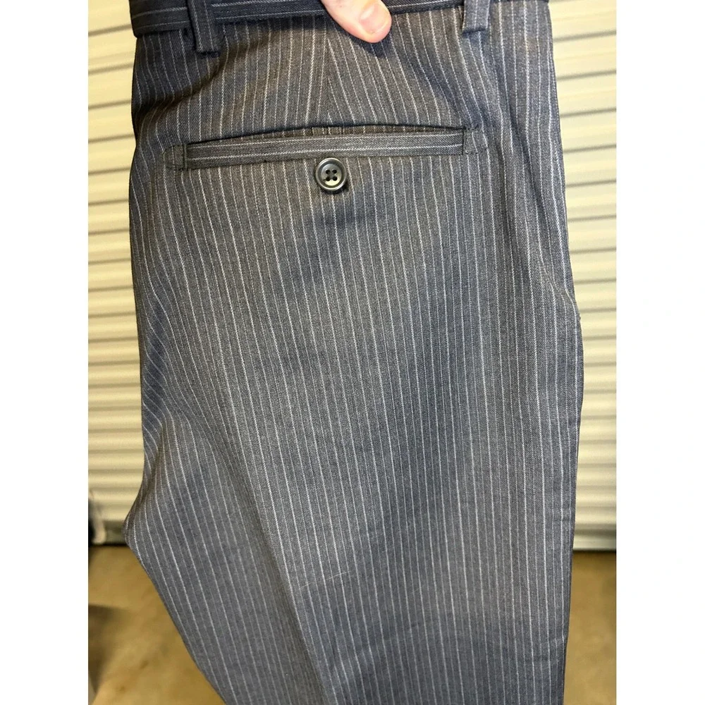 Banana Republic Dress Pants Mens 32/32 Gray Pinstripe Wool Blend Business Casual